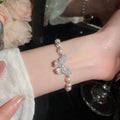 Elegant Butterfly Zircon Bangle With Faux Pearl Rose Charm Light Luxury Women's Bracelet view 4