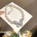 Elegant Butterfly Zircon Bangle With Faux Pearl Rose Charm Light Luxury Women's Bracelet view 1