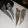 Copper Rhinestone Rhombus Tassel Drop Earrings, Dark European Luxury Style view 2