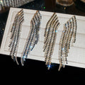 Copper Rhinestone Rhombus Tassel Drop Earrings, Dark European Luxury Style view 4