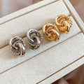 Iron Metal Round Wrapped Stud Earrings Minimalist Fashion OL Geometric Daily Jewelry For Women view 1