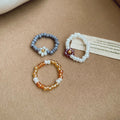 Fresh Seed Bead Flower Elastic Ring For Women view 4