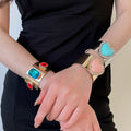 Iron Rhinestone Heart Open Bangle For Women, European American Statement Fashion Jewelry view 1