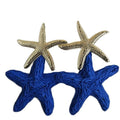 Raffia Starfish Stud Earrings Blue Woven Beach Vacation Style Silver Needle Jewelry view 5