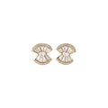 18K Gold Plated Copper Zircon Fan Triangle Stud Earrings With Silver Posts For Women view 5
