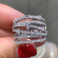 Chic Multi Layer Line Wax Set Zircon Geometric Teardrop Sparkling Ring For Women view 1