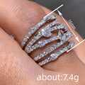 Chic Multi Layer Line Wax Set Zircon Geometric Teardrop Sparkling Ring For Women view 4