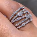 Chic Multi Layer Line Wax Set Zircon Geometric Teardrop Sparkling Ring For Women view 2