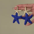 Blue Woven Starfish Drop Earrings Alloy Silver Needle Beach Vacation Statement Jewelry view 3