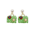 Dopamine Beaded Faux Pearl Flower Stud Earrings Sweet Elegant Light Luxury Niche Jewelry view 5