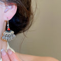 Vintage Ethnic Copper Zircon Geometric Rice Bead Tassel Drop Earrings Light Luxury Niche Style Ear Jewelry view 3