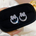 Copper Zircon Butterfly Round Stud Earrings, Delicate Petite Light Luxury Insect Design view 2