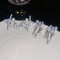 Light Luxury Star Zircon Faux Pearl Stud Earrings With Silver Needle For Women view 3