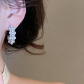 Vintage C Shape Faux Pearl Zircon Stud Earrings With Silver Posts Light Luxury Geometric Jewelry view 4