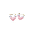 Pink Rhinestone Heart Peach Copper Stud Earrings Sweet Niche Light Luxury Style view 5