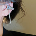 Copper Zircon Irregular Heart Tassel Clip-on Earrings Minimalist Fashion OL Ear Cuffs for Women view 3