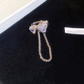 Copper Zircon Irregular Heart Tassel Clip-on Earrings Minimalist Fashion OL Ear Cuffs for Women view 4