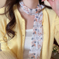 Old Money Floral Plaid Mesh Scarf Sweater Necklace Elegant Cloth Statement Jewelry view 3