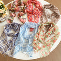 Old Money Floral Plaid Mesh Scarf Sweater Necklace Elegant Cloth Statement Jewelry view 2