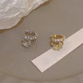 Elegant Zircon Double Layer Butterfly Faux Pearl Clip-on Earrings For Women view 2