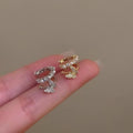 Elegant Zircon Double Layer Butterfly Faux Pearl Clip-on Earrings For Women view 4