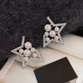 Light Luxury Hollow Star Zircon Faux Pearl Stud Earrings With Silver Needles For Women view 2