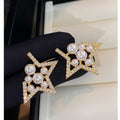 Light Luxury Hollow Star Zircon Faux Pearl Stud Earrings With Silver Needles For Women view 4