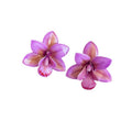 Yellow Butterfly Orchid Copper Stud Earrings For Women Vacation Style Statement Floral Jewelry view 5