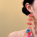 Pink Lily Of The Valley Flower Tassel Iron Drop Earrings For Beach Vacation Style view 4