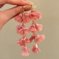 Pink Lily Of The Valley Flower Tassel Iron Drop Earrings For Beach Vacation Style view 1