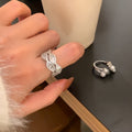 Copper Zircon Double Layer Open Bangle Ring Geometric Round Minimalist Light Luxury Jewelry view 3