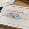 Sweet Blue Camellia Flower Faux Pearl Drop Earrings For Women Elegant Fresh Floral Jewelry view 4