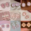 Fresh Sweet Pink Zircon Geometric Copper Stud Earrings Elegant Light Luxury Daily Jewelry view 1