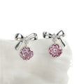 Fresh Sweet Pink Zircon Geometric Copper Stud Earrings Elegant Light Luxury Daily Jewelry view 5