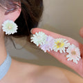 Copper Silver Needle Enamel Daisy Flower Stud Earrings Sweet Pastoral Elegant Light Luxury Jewelry For Women view 2