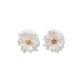 Copper Silver Needle Enamel Daisy Flower Stud Earrings Sweet Pastoral Elegant Light Luxury Jewelry For Women view 5
