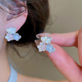 Sweet Enamel Flower Copper Stud Earrings With Silver Pins For Spring Commute Vacation view 3