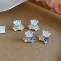 Sweet Enamel Flower Copper Stud Earrings With Silver Pins For Spring Commute Vacation view 4