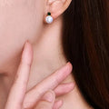 Square Minimalist Stud Earrings For Women, Green Crystal And Faux Pearl Fashion Jewelry view 3