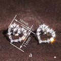 Sweet Hollow Heart Stud Earrings For Women With Sparkling Geometric Zircon Inlay view 4