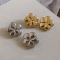 Polished Iron Flower Stud Earrings For Women, Minimalist Modern Light Luxury Jewelry view 3