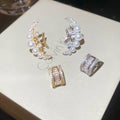 18K Gold Plated Zircon Moon Faux Pearl Clip-on Earrings Vintage Light Luxury No Piercing Jewelry view 4