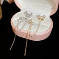 Gold Plated Zircon Butterfly Faux Pearl Clip-on Earrings Korean Light Luxury Ear Cuffs view 2