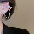 Gold Plated Zircon Butterfly Faux Pearl Clip-on Earrings Korean Light Luxury Ear Cuffs view 3