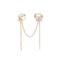 Gold Plated Zircon Butterfly Faux Pearl Clip-on Earrings Korean Light Luxury Ear Cuffs view 5
