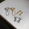 18K Gold Plated Copper Zircon Star Clip-on Earrings Luxury No Piercing Ear Cuffs view 2