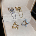 18K Gold Plated Copper Zircon Star Clip-on Earrings Luxury No Piercing Ear Cuffs view 4