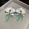 Resin Flower Swallow Stud Earrings With Rhinestone Silver Posts Vacation Forest Style view 4