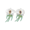 Resin Flower Swallow Stud Earrings With Rhinestone Silver Posts Vacation Forest Style view 5