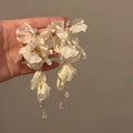 Artificial Crystal Floral Tassel Drop Earrings Vacation Style Statement Silver Needle Jewelry view 4